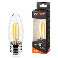Лампа светодиодная WOLTA Филамент Свеча C35 5Вт 3000K 545лм E27 1/10/50 (25YCFT5E27)