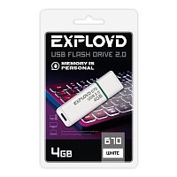 Флеш-накопитель USB  4GB  Exployd  670  белый (EX-4GB-670-White)