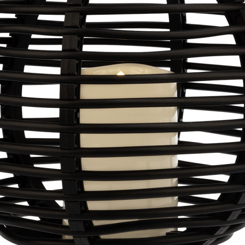 Фонарь декоративный NEON-NIGHT на солнечной батарее 20х20х22 см, черный плетеный корпус, ТЕПЛЫЙ БЕЛЫЙ цвет свечения (1/4) фото 6