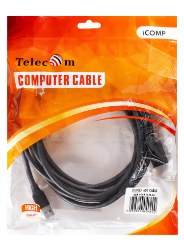 Кабель удлинительный USB3.0 Am-Af 3m Telecom черный (TUS708-3M) (1/50) фото 3