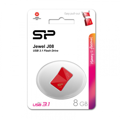 Флеш-накопитель USB 3.0  8GB  Silicon Power  Jewel J08  красный (SP008GBUF3J08V1R) фото 9