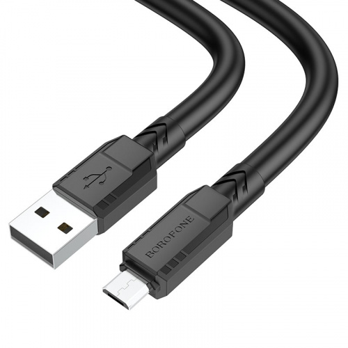 Кабель USB - микро USB Borofone BX81 Goodway, 1.0м, круглый, 2.4A, силикон, цвет: чёрный (1/33/330) (6974443386073)