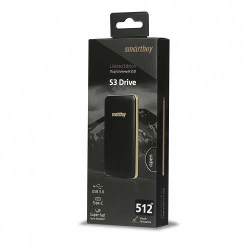 Внешний SSD  Smart Buy   512 GB  S3 Drive чёрный, 1.8", USB 3.0 (SB512GB-S3DB-18SU30)