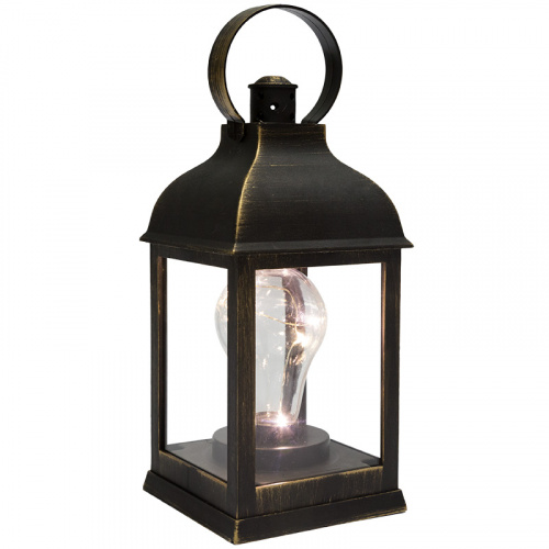 Фонарь декоративный NEON-NIGHT с лампочкой, бронзовый корпус, размер 10.5х10.5х22,5 см, цвет ТЕПЛЫЙ БЕЛЫЙ (1/12) (513-053) фото 6