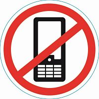 Наклейка запрещающий знак "Использование мобильных телефонов запрещенно" 150*150 мм REXANT (5/100)