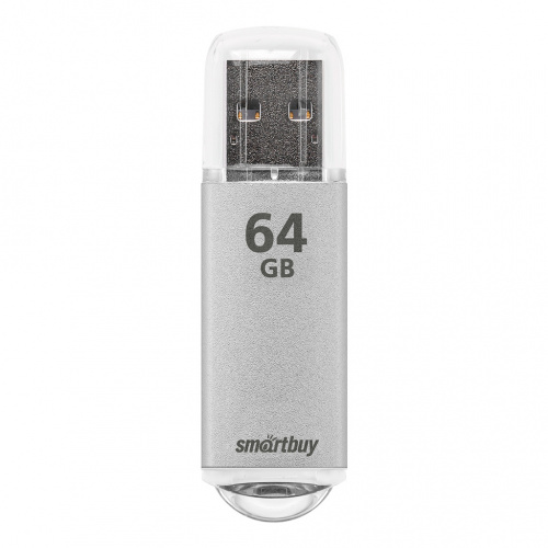 Флеш-накопитель USB  64GB  Smart Buy  V-Cut  серебро (SB64GBVC-S)
