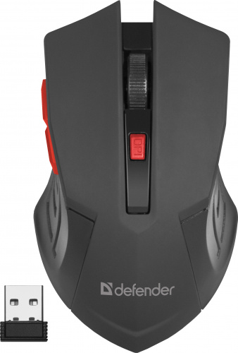 Беспроводная мышь DEFENDER Accura MM-275, 6 кнопок, 800-1600 dpi, USB, красный, (1/40) (52276) фото 3