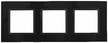 Рамка ЭРА, серии ЭРА Elegance, скрытой установки, на 3 поста, стекло, чёрный+антр