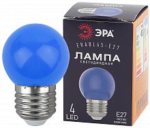 Лампа светодиодная ЭРА BL45-E27 Р45-1W-E27 (диод. шар син., 4SMD, 1W, E27, для белт-лайт) (10/100/6000)