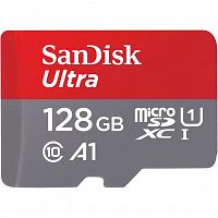 Карта памяти MicroSD  128GB  SanDisk Class 10 Ultra UHS-I A 1 (140 Mb/s) без адаптера (SDSQUAB-128G-GN6MN)