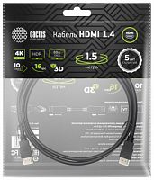 Кабель аудио-видео Cactus CS-HDMI.1.4-1.5 HDMI (m)/HDMI (m) 1.5м. Позолоченные контакты черный