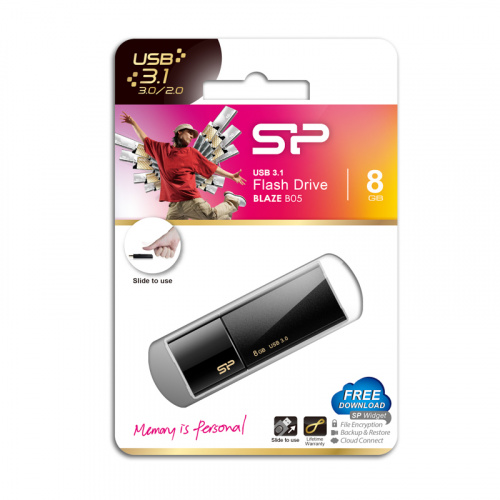 Флеш-накопитель USB 3.0  8GB  Silicon Power  Blaze B05 чёрный (SP008GBUF3B05V1K) фото 12