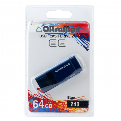 Флеш-накопитель USB  64GB  OltraMax  240  синий (OM-64GB-240-Blue) фото 4