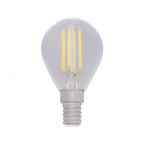Лампа светодиодная  REXANT филаментная Шарик GL45 7.5 Вт 600 Лм 4000K E14 диммируемая, прозрачная колба (10/100) (604-126)
