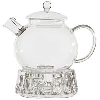 Чайник заварочный на подставке AROMA, объем:1000 мл (боросиликатное стекло, фильтр из нерж.стали) (1/6) (008245)