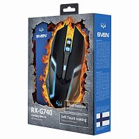 Игровая мышь SVEN RX-G740 USB (5+1кл. бесш. кл. 800-2400DPI, SoftTouch, подсветка) (1/20)