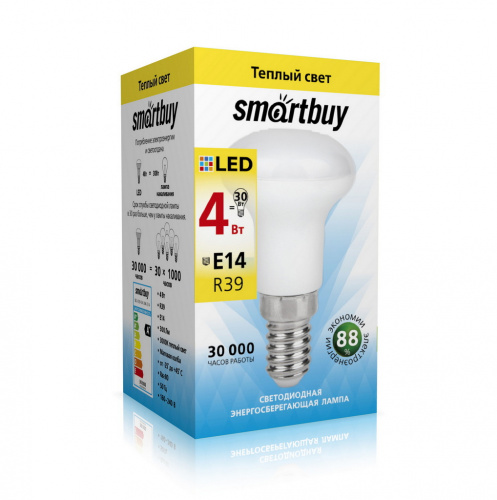 Лампа светодиодная SMARTBUY R39 4Вт 3000K E14 (рефлекторная, теплый свет) (1/10/100) (SBL-R39-04-30K-E14)