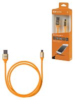Дата-кабель TDM ДК 13, USB - micro USB, 1 м, силиконовая оплетка, оранжевый, (1/200)