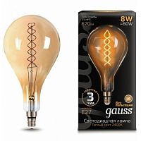 Лампа светодиодная GAUSS Filament А160 8W 620lm 2400К Е27 golden flexible 1/6 (150802008)