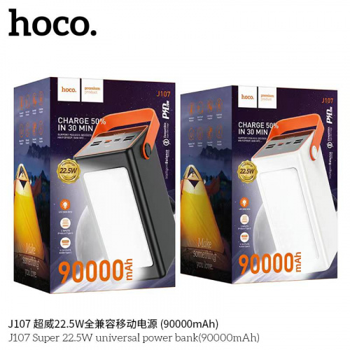 Мобильный аккумулятор Аккумулятор внешний HOCO J107 Super , пластик, дисплей, 90000mAh, PD3.0, 3,0А, цвет: чёрный (1/9) (6931474790965)