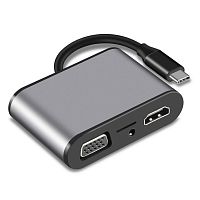 Aдаптер USB3.1 Type-CM-->HDMI +VGA+3XUSB +PD charging+TF+AUDIO,Aluminum Shell, VCOM <CU425> (1/72)