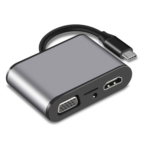 USB-концентратор USB3.1 Type-CM-->HDMI +VGA+3XUSB +PD charging+TF+AUDIO,Aluminum Shell, VCOM <CU425> (1/100) (CU425M)