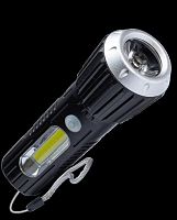 Фонарь КОСМОС ручной KOS114Lit аккум-ный 1Вт LED +2Вт COB коллим-ная линза Li-ion18650 1000mAh ABS-пластик USB шнур (1/120)