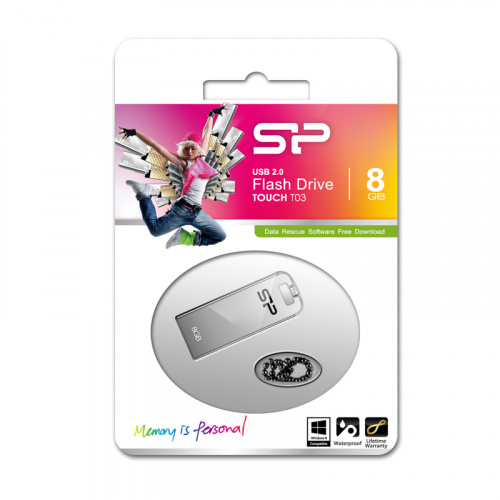 Флеш-накопитель USB  8GB  Silicon Power  Touch T03  металл (SP008GBUF2T03V1F) фото 5