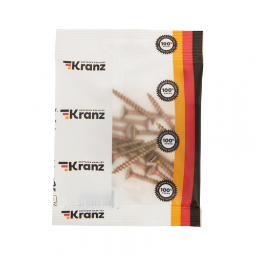 Саморез универсальный KRANZ 5х40, желтый цинк, пакет (20шт.) фото 3
