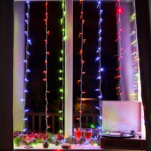 Гирлянда NEON-NIGHT "Светодиодный Дождь" 2,5x2 м, свечение с динамикой, прозрачный провод, 230 В, диоды МУЛЬТИКОЛОР (1/24) (235-059) фото 2