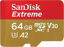 Карта памяти MicroSD  64GB  SanDisk Class 10 Extreme A2 UHS-I U3 (170 Mb/s) без адаптера (SDSQXAH-064G-GN6GN)