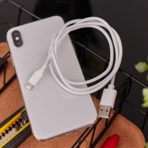USB-Lightning кабель для iPhone original copy 1:1/PVC/white/1m/REXANT (1/100) (18-0001) фото 2
