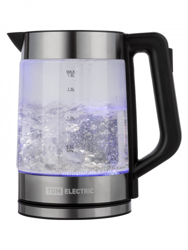 Электрический чайник "Нептун Плюс", стекло, съемная крышка, 1,8 л, 1800 Вт, стальной, TDM (1/12) фото 4