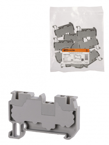 Зажим клеммный безвинтовой ЗКБ быстрого зажима 4 мм2 32А серый (Ph-C PT 4) TDM (10/500)