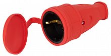 Розетка ЭРА RX10-R-IP44 каучуковая c заземлением 16А IP44 прямая красная (1/100)