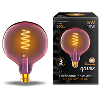 Лампа светодиодная GAUSS Filament G125 5W 190lm 1800К Е27 pink flexible 1/10 (1011802105)