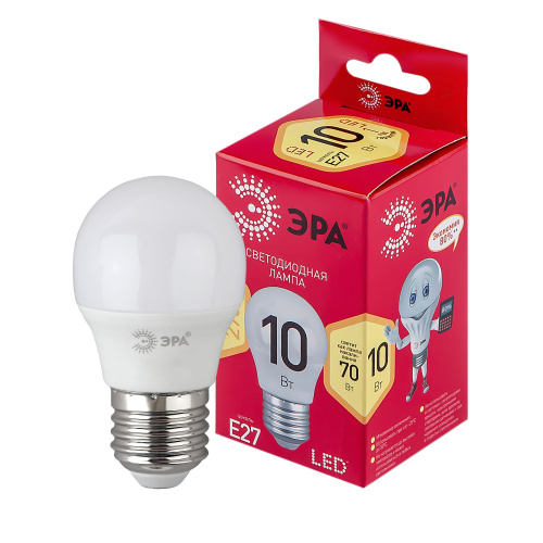 Лампа светодиодная ЭРА RED LINE LED P45-10W-827-E27 R E27 / Е27 10 Вт шар теплый белый свет (10/100/3600) (Б0050698) фото 3