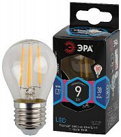 Лампа светодиодная ЭРА P45-9w-840-E27 (филамент, шар, 9Вт, нейтр, E27) (10/100/4000)