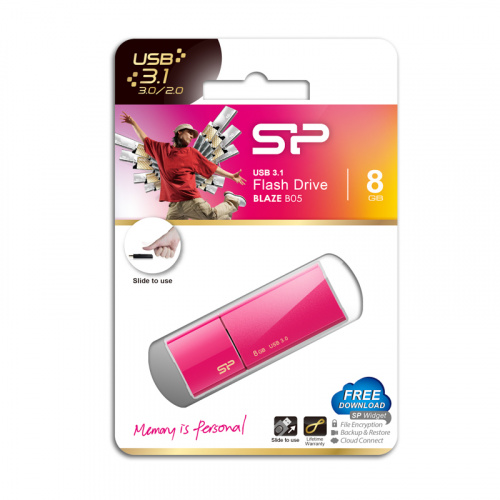 Флеш-накопитель USB 3.0  8GB  Silicon Power  Blaze B05  розовый (SP008GBUF3B05V1H) фото 12