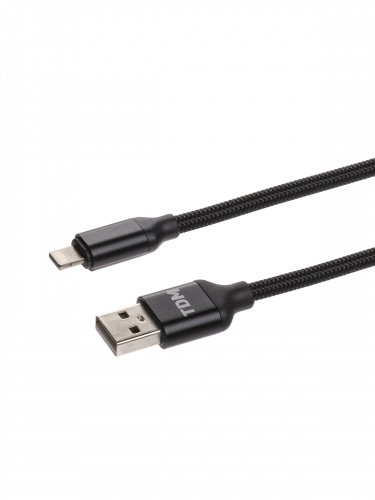 Дата-кабель TDM ДК 9, USB - Lightning, 1 м, тканевая оплетка, черный, (1/200) (SQ1810-0309) фото 3