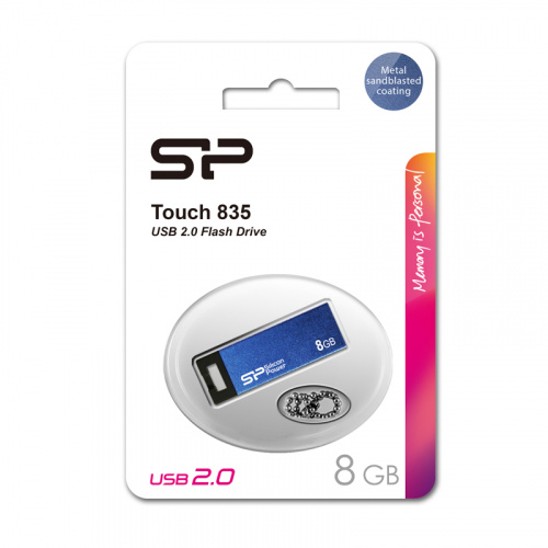 Флеш-накопитель USB  8GB  Silicon Power  Touch 835  синий  металл (SP008GBUF2835V1B) фото 12