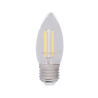 Лампа светодиодная  REXANT филаментная Свеча CN35 7.5 Вт 600 Лм 2700K E27 диммируемая, прозрачная колба (10/100)