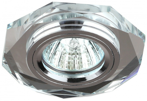 Светильник ЭРА MR16 DK5 СH/SL, декор стекло многогранник, 12V/220V, 50W, GU5,3 зеркальный/хром фото 3