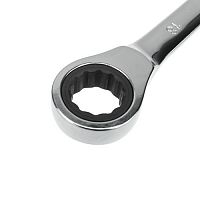 Ключ гаечный REXANT комбинированный трещоточный (накидной + рожковый) 18 мм, CrV, зеркальный хром (1/80)