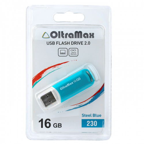 Флеш-накопитель USB  16GB  OltraMax  230  стальной синий (OM-16GB-230-St Blue) фото 3