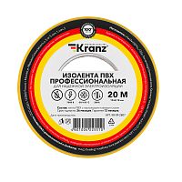 Изолента ПВХ KRANZ профессиональная, 0.18х19 мм, 20 м, желто-зеленая (10 шт./уп.) (10/200)