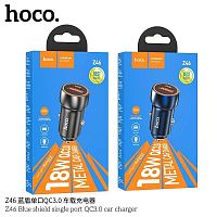 Блок питания автомобильный 1 USB HOCO Z46, Blue shield, QC, AFC, FCP, цвет: серый (1/13/130) (6931474770271)