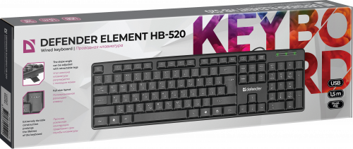 Клавиатура проводная DEFENDER Element HB-520, USB, чёрная (1/20) (45522) фото 11