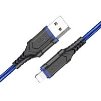 Кабель USB - 8 pin Borofone BX67, 1.0м, круглый, 2.4A, ткань, цвет: синий (1/360)