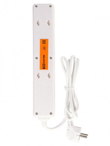 Сетевой фильтр СФ-05В выключатель, 5 гнезд, 1,5 метра, с/з, ПВС 3х0,75мм2 10А/250В белый TDM (1/20) фото 3